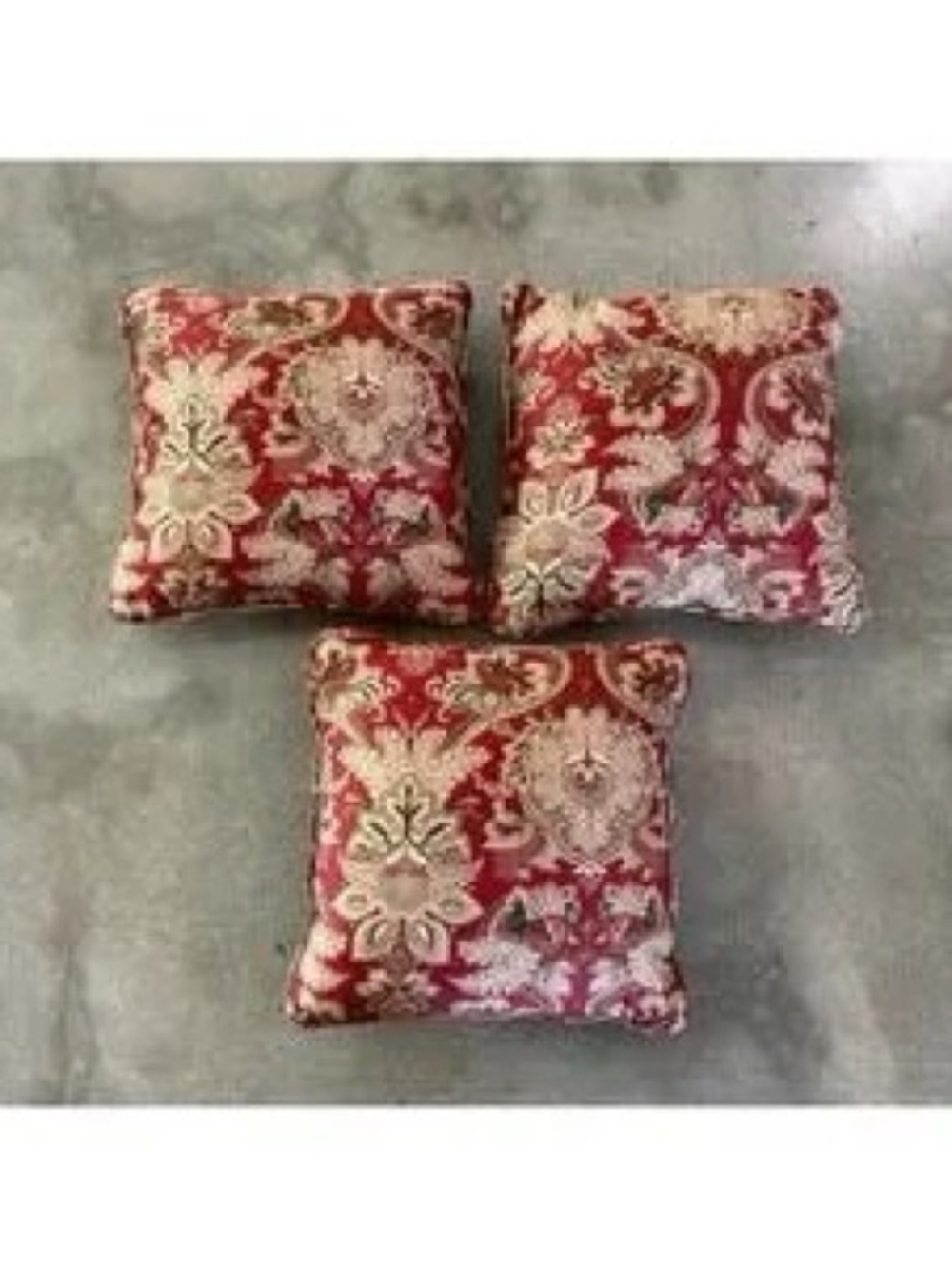 Ornate Red and Cream Damask Throw Pillow Set - 3-Pack